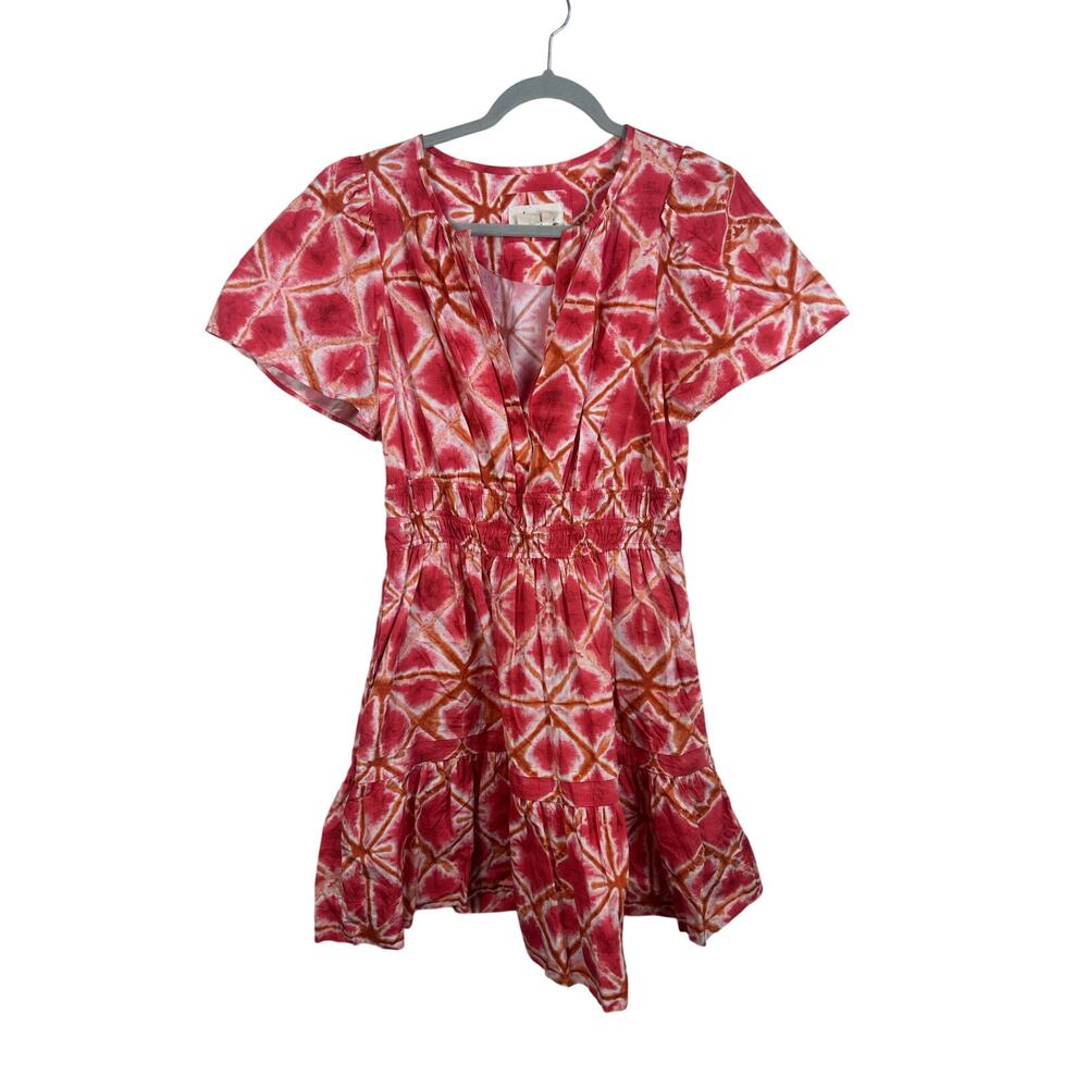 Anthropologie Somerset Mini Dress Women‎ M Pink Orange Tie Dye Excellent Shibori